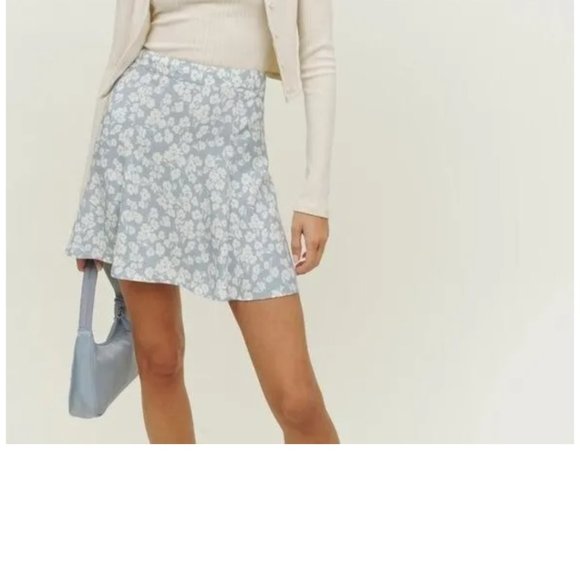 Reformation Blue Flounce Skirt - Picture 3 of 5